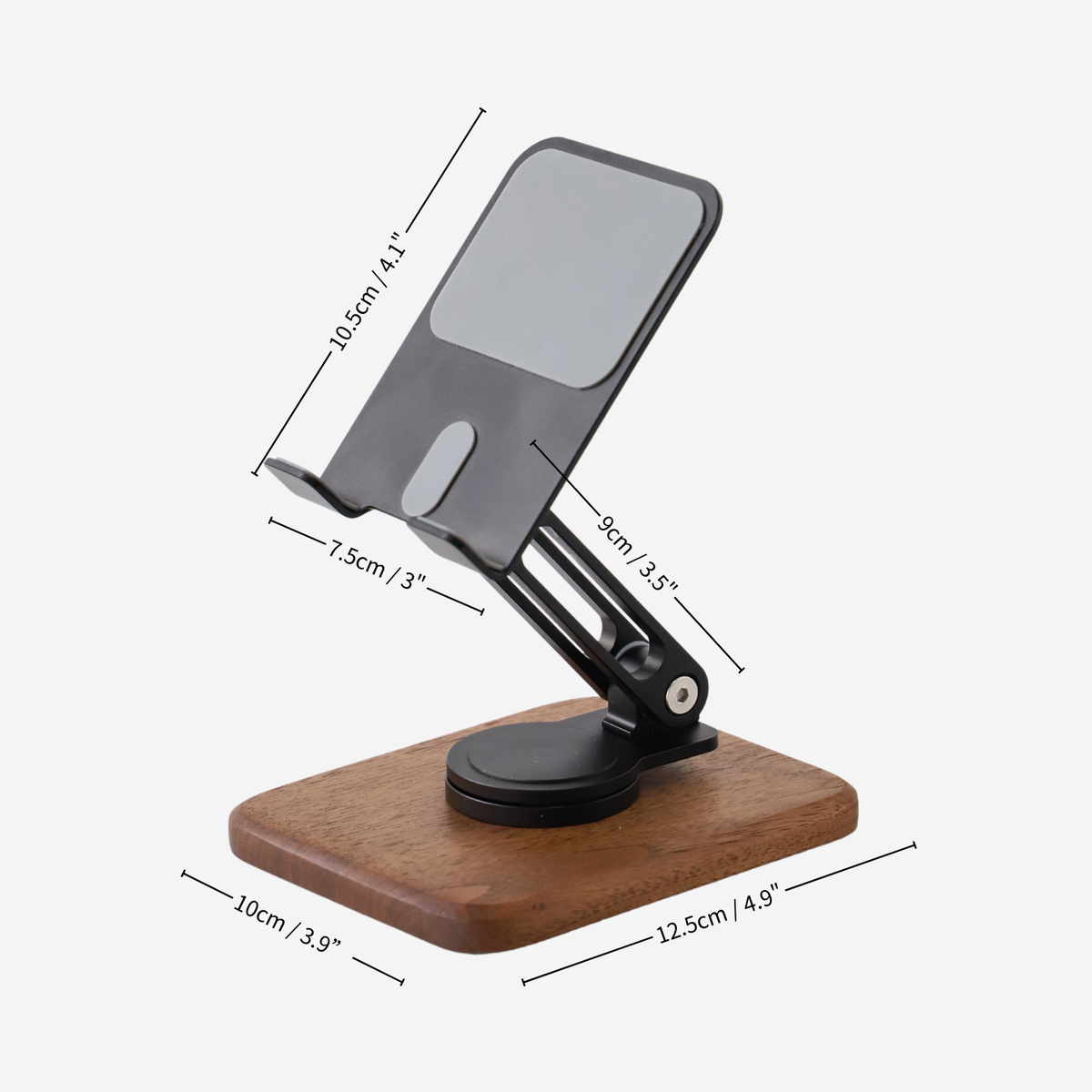 Support de Téléphone en Bois Réglable et Rotatif à 360°