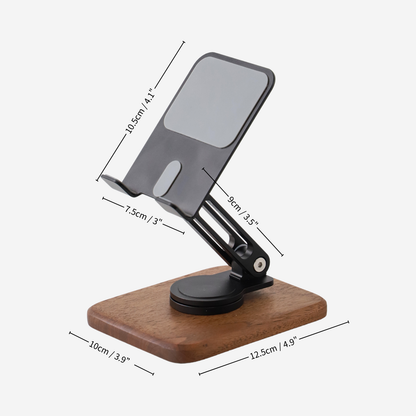 Support de Téléphone en Bois Réglable et Rotatif à 360°