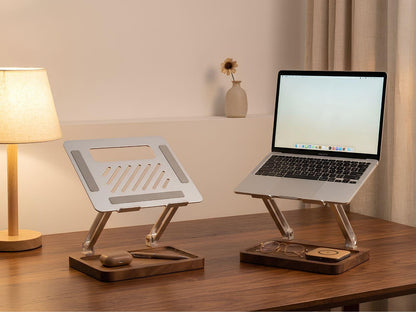 Support Réglable pour Ordinateur Portable en Bois de Noyer