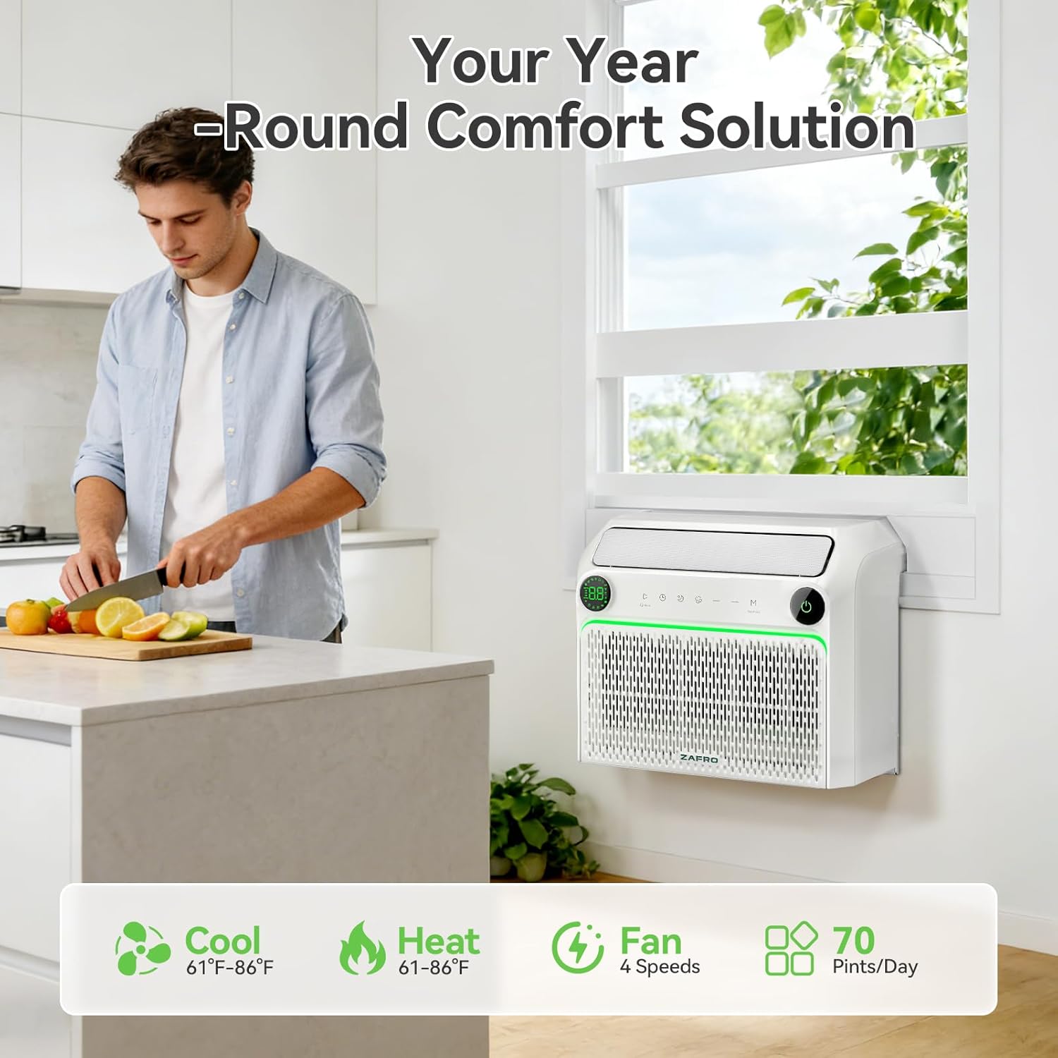ZAFRO 12,000 BTU U-Shaped Smart Inverter Window Air Conditioner with Heat for Rooms Up To 550 sq. ft. - image 4