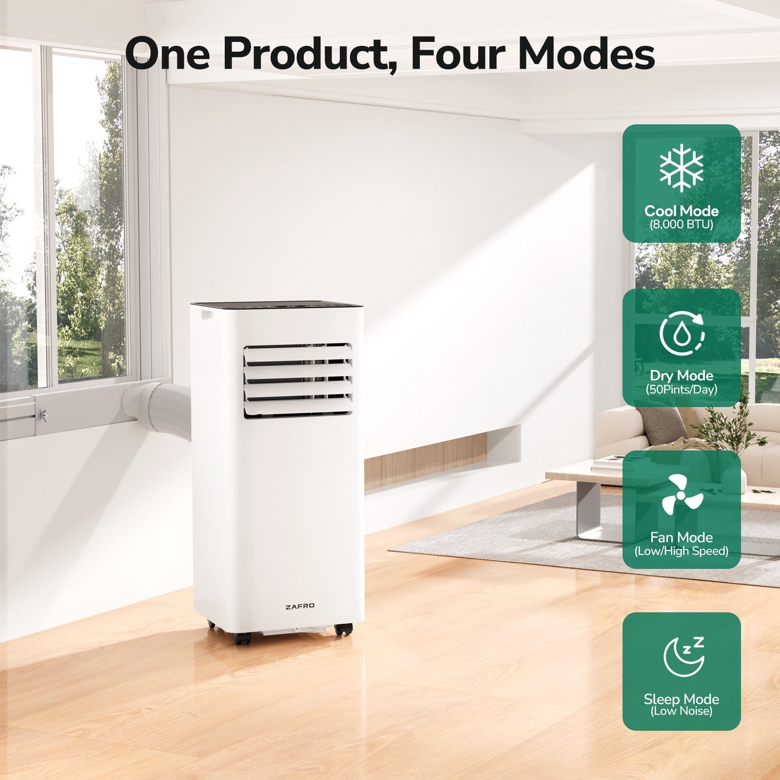 ZAFRO 8,000 BTU (5,000 BTU SACC) Portable Air Conditioner Cools Up To 250 sq. ft. - image 2