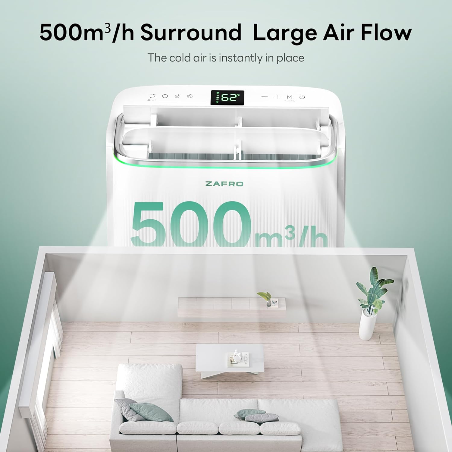 ZAFRO 16,000 BTU (12,000 BTU SACC) Dual Hose Smart Inverter Portable Air Conditioner Cools Up To 600 sq. ft. - image 3