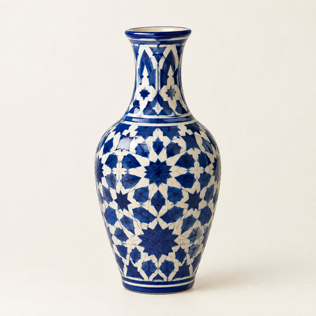Atlas Blue - Geometric Ceramic Vase