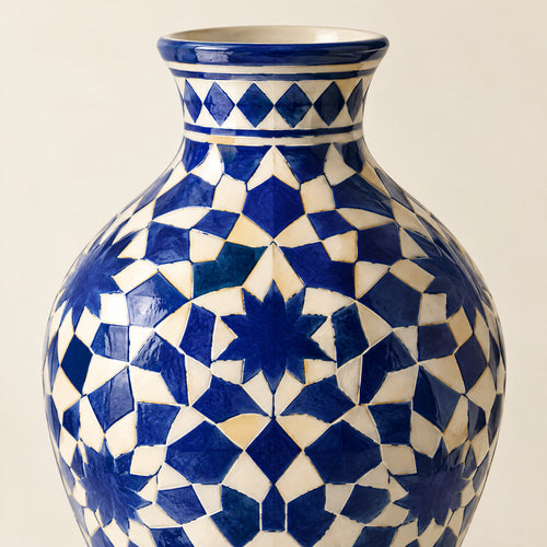 Atlas Blue - Geometric Ceramic Vase