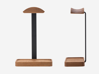 Support pour Casque Audio en Bois avec Plateau de Rangement
