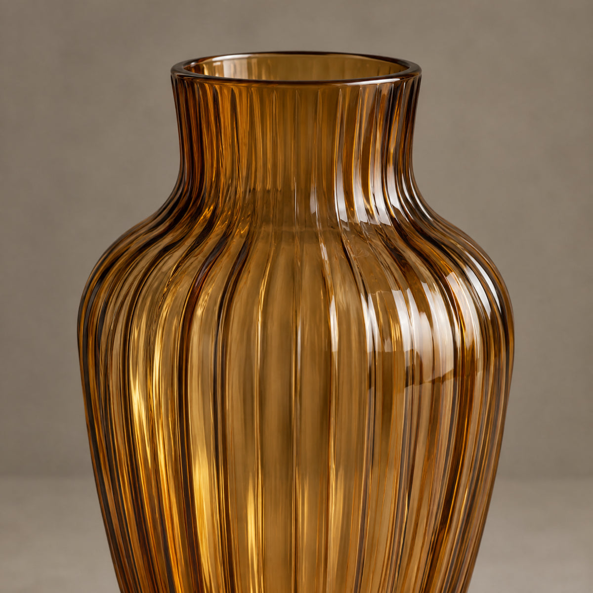 Noor Glass - Ribbed Amber Glass Vase