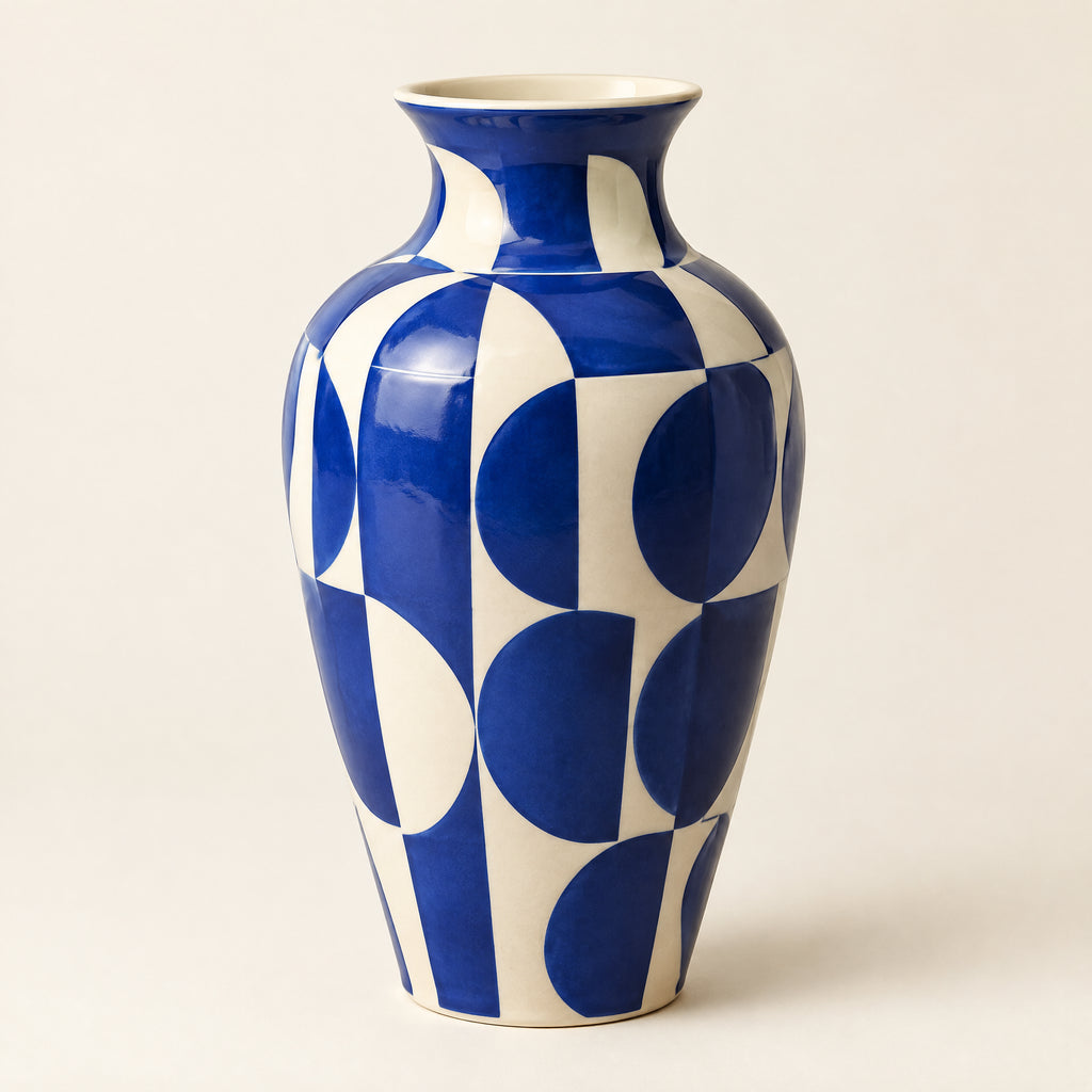 Atlas Blue - Geometric Ceramic Vase